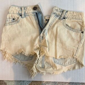 BDG Cream Frayed Hem Jean Shorts